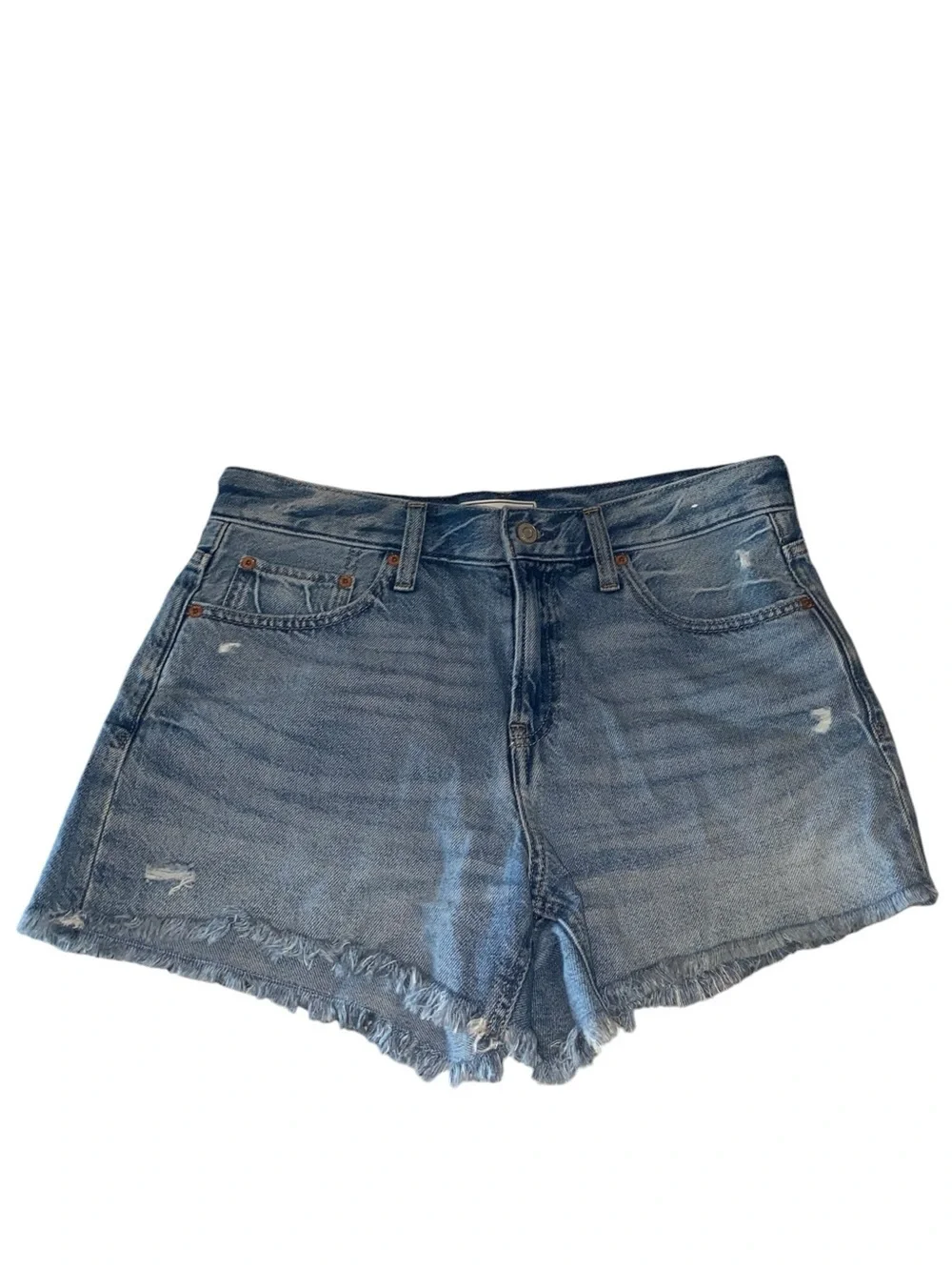 Gap High Rise UltraSoft Relaxed Cutoff Jean Shorts distressed hem basic summer